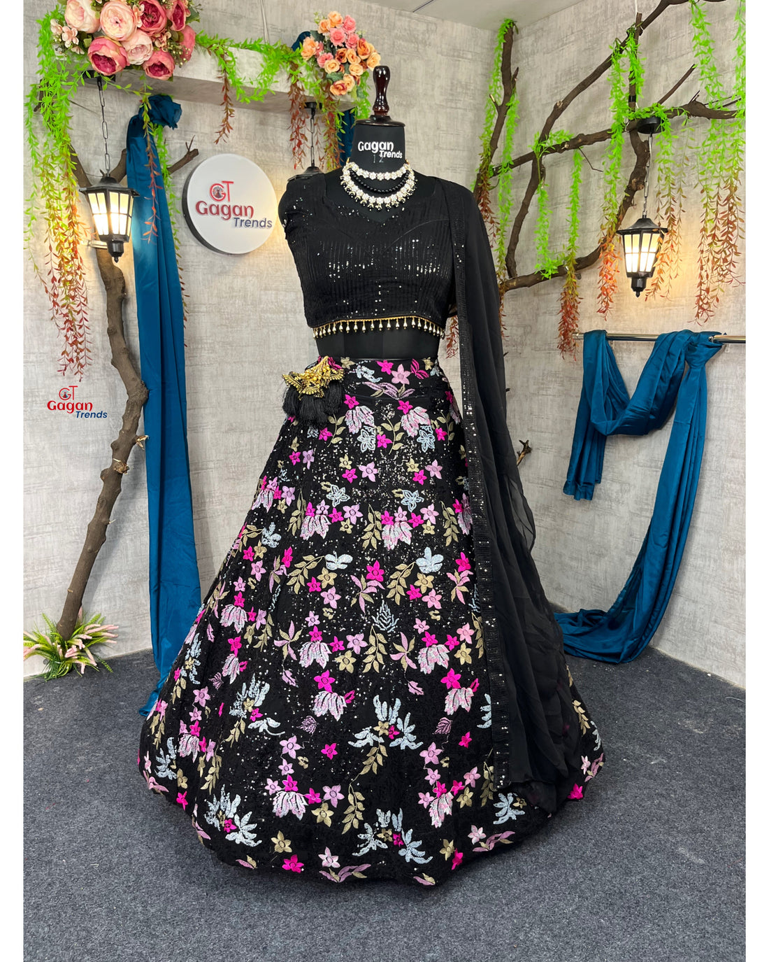 Designer Fox Georgette Lehenga with Double Sequins Embroidery & Ruffle Dupatta – Perfect for Weddings & Parties