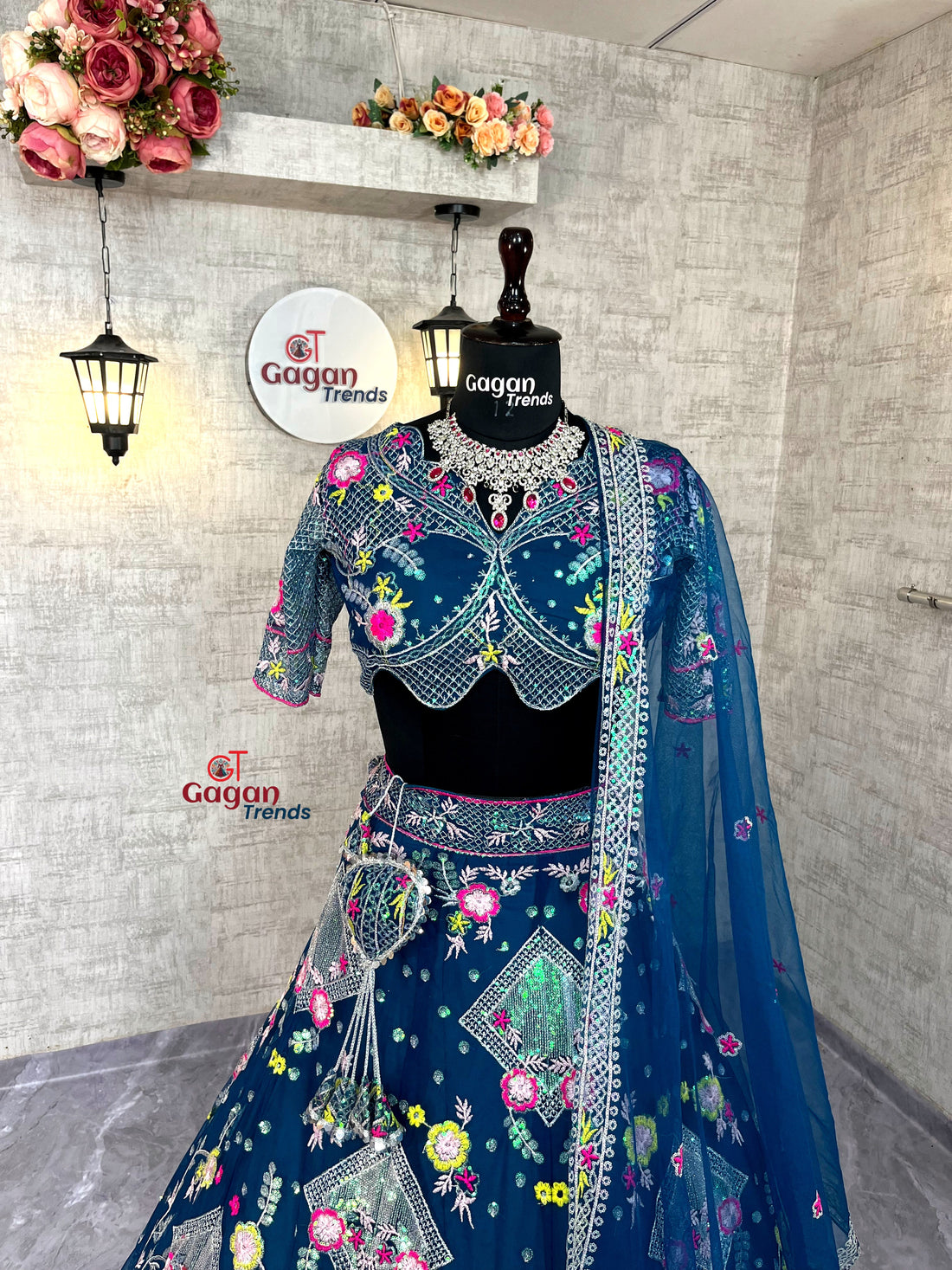 Butterfly Net Lehenga with Sequins Embroidery & Blouse – Semi-Stitched Designer Partywear Set
