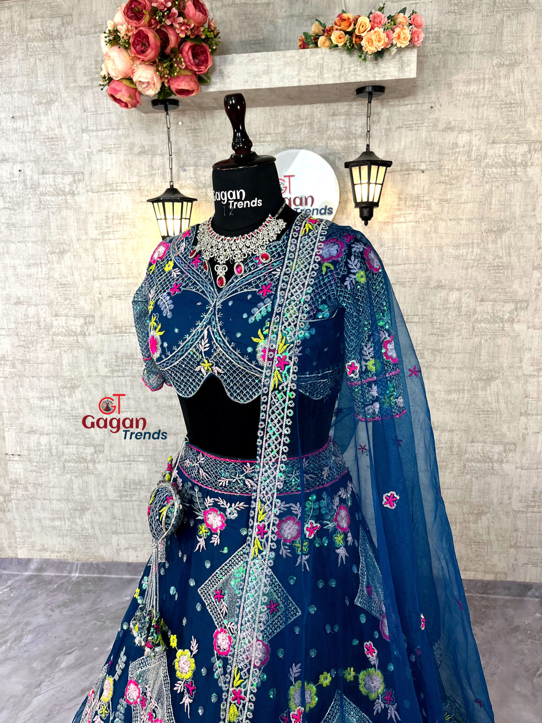 Butterfly Net Lehenga with Sequins Embroidery & Blouse – Semi-Stitched Designer Partywear Set