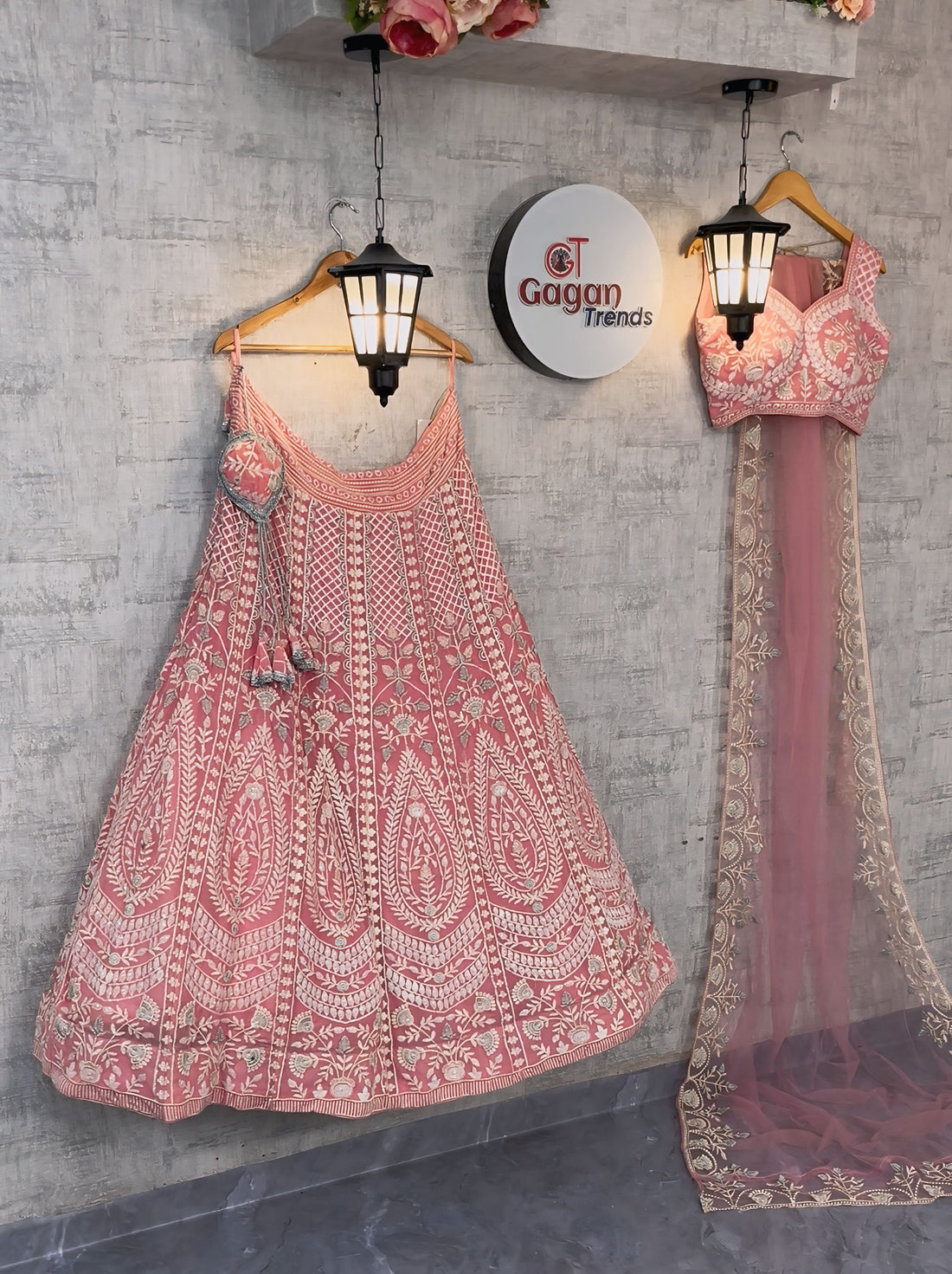 Faux Georgette Embroidered Lehenga Set with Dual Dupatta – Graceful Festive Wear