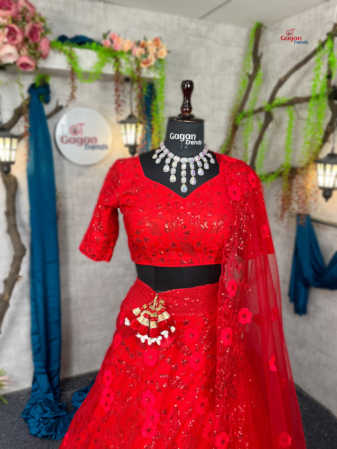 red colour super desire look lehengas for party Wear