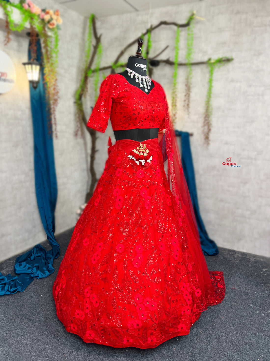 red colour super desire look lehengas for party Wear