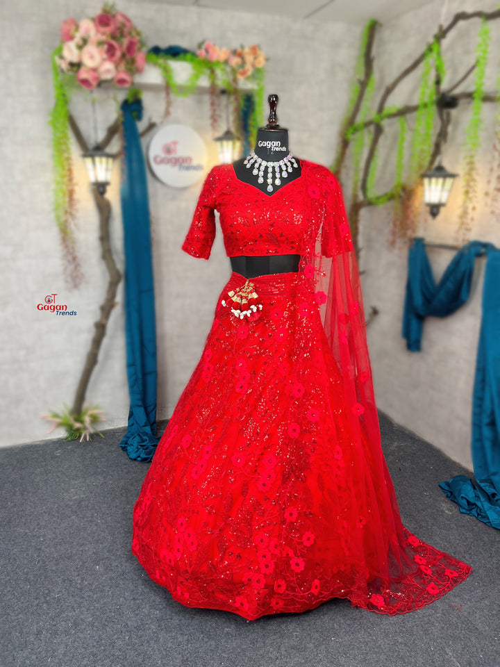 red colour super desire look lehengas for party Wear