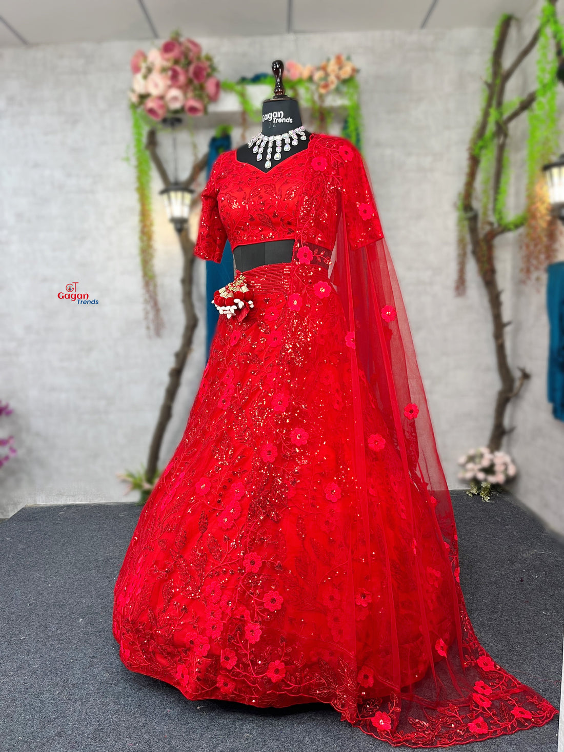 red colour super desire look lehengas for party Wear