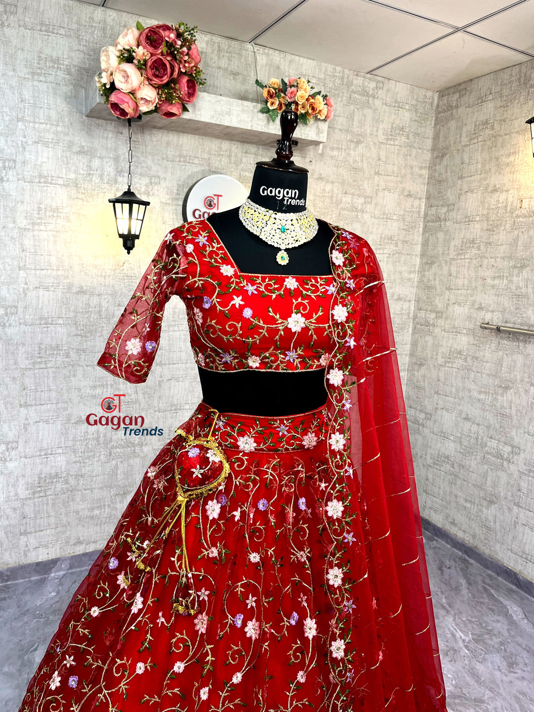 Soft Net Lehenga with Embroidery Sequins Work – Semi-Stitched Set