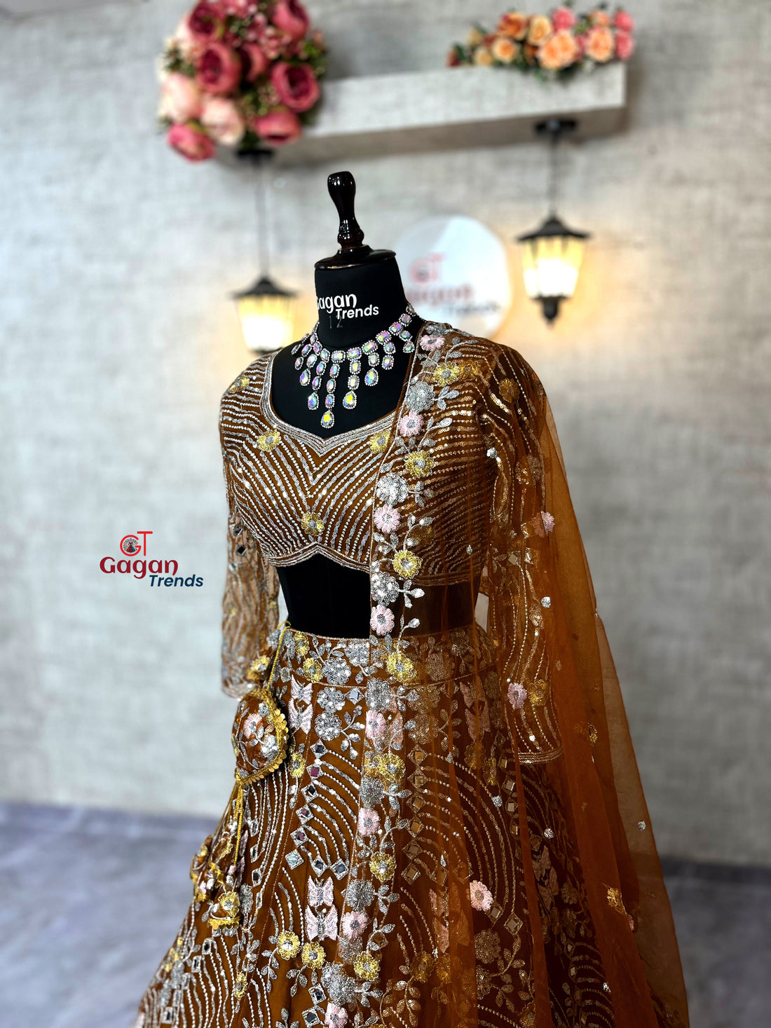 Soft Butterfly Net Lehenga with Real Mirror Embroidery Sequins Work – Semi-Stitched Set