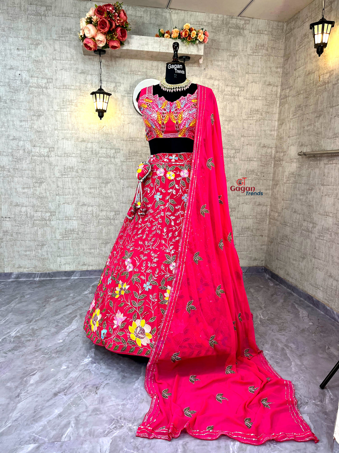 Fox Georgette Lehenga with Embroidery Sequins Work – Semi-Stitched Set