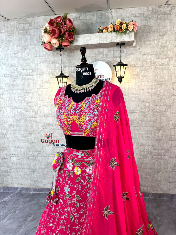 Fox Georgette Lehenga with Embroidery Sequins Work – Semi-Stitched Set
