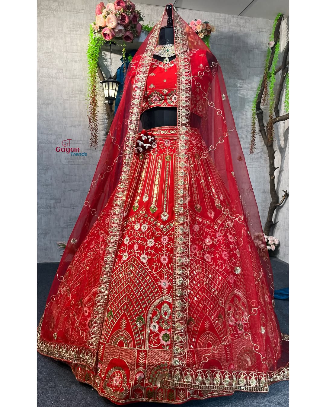 Red Premium Faux Georgette lehenga with Embroidery Sequins Work With Cancan & Canvas Patta and designer blouse.