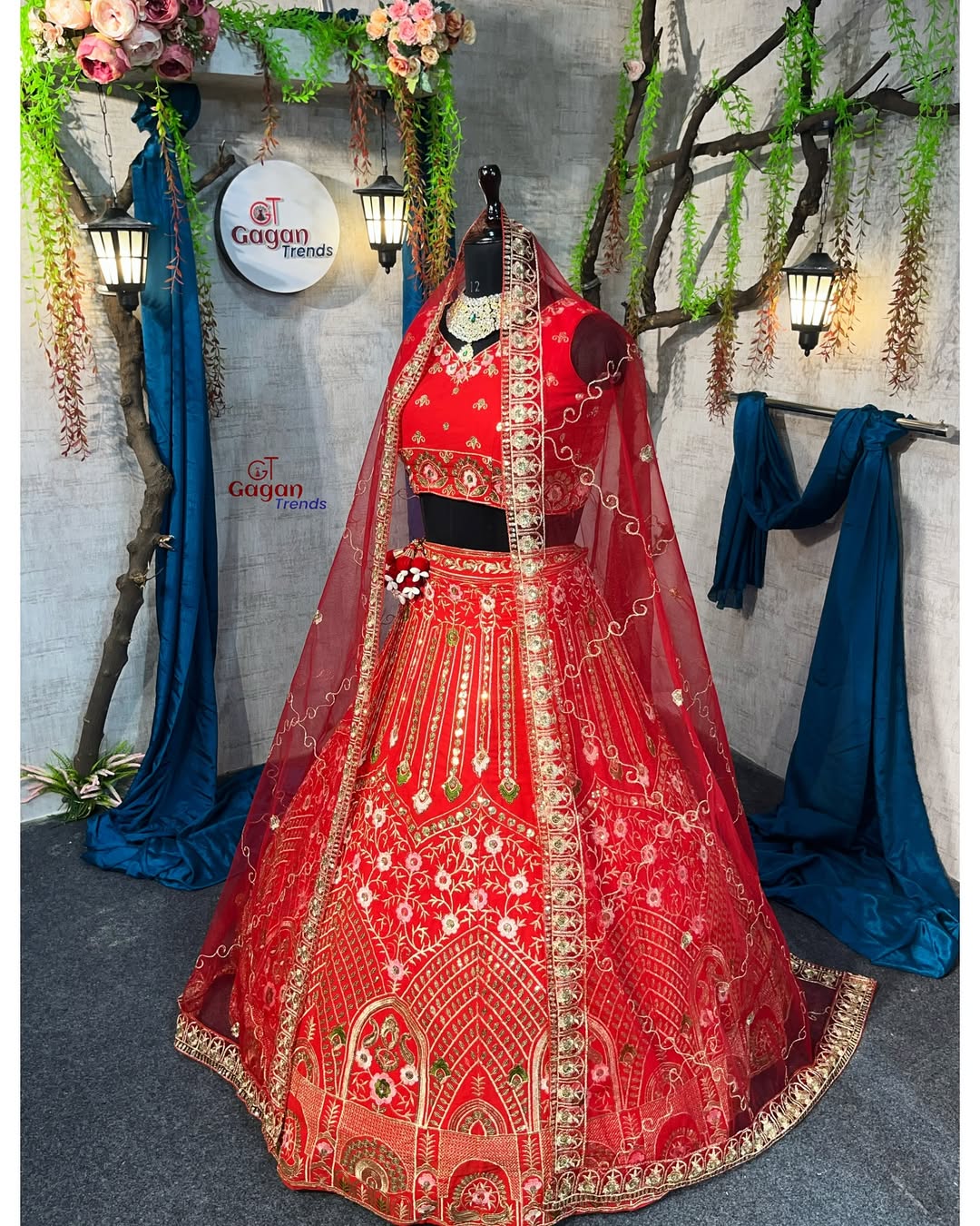 Red Premium Faux Georgette lehenga with Embroidery Sequins Work With Cancan & Canvas Patta and designer blouse.