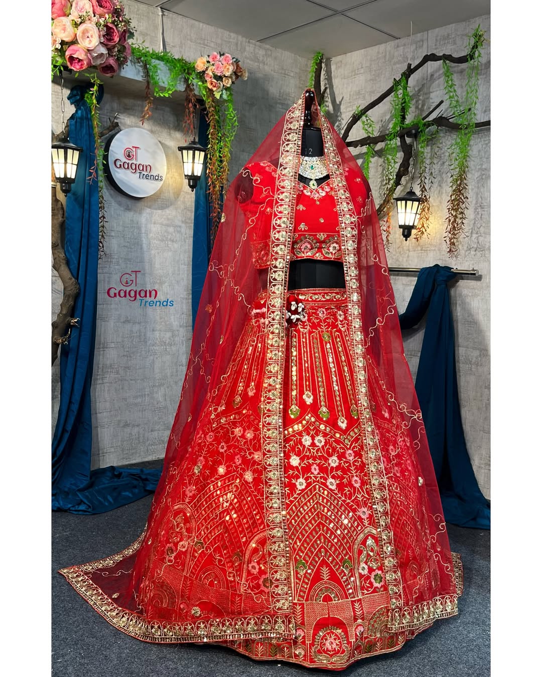 Red Premium Faux Georgette lehenga with Embroidery Sequins Work With Cancan & Canvas Patta and designer blouse.