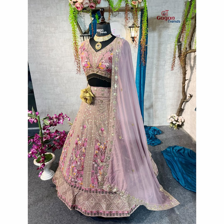 Multi colour Ultra premium Embroidery Sequins work with jari and designer blouse Festive look lehenga