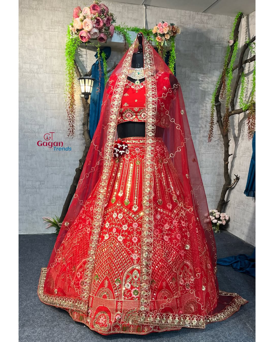 Red Premium Faux Georgette lehenga with Embroidery Sequins Work With Cancan & Canvas Patta and designer blouse.