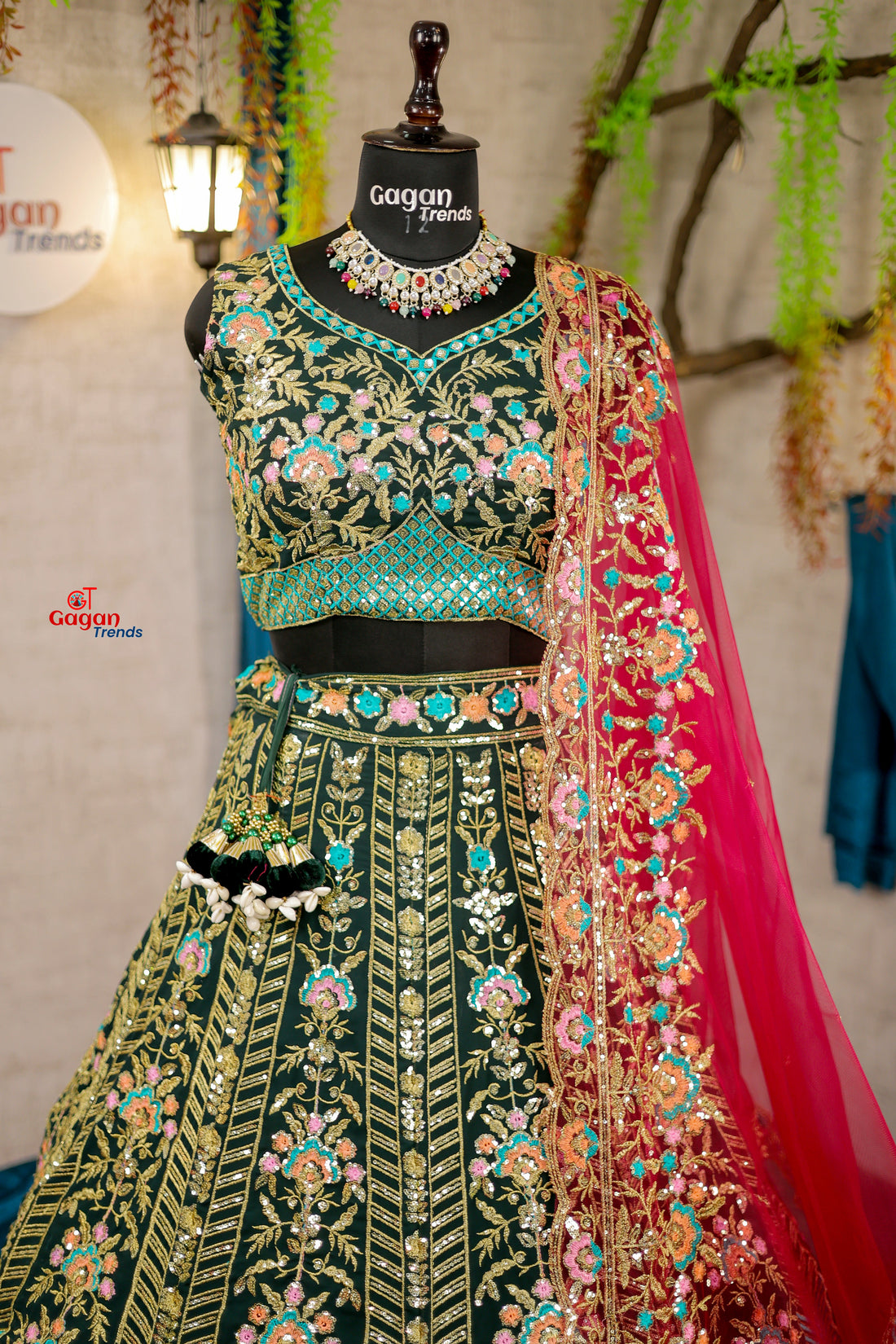 Elegant Faux Georgette Lehenga with Embroidery Sequins Work & Butterfly Net Dupatta