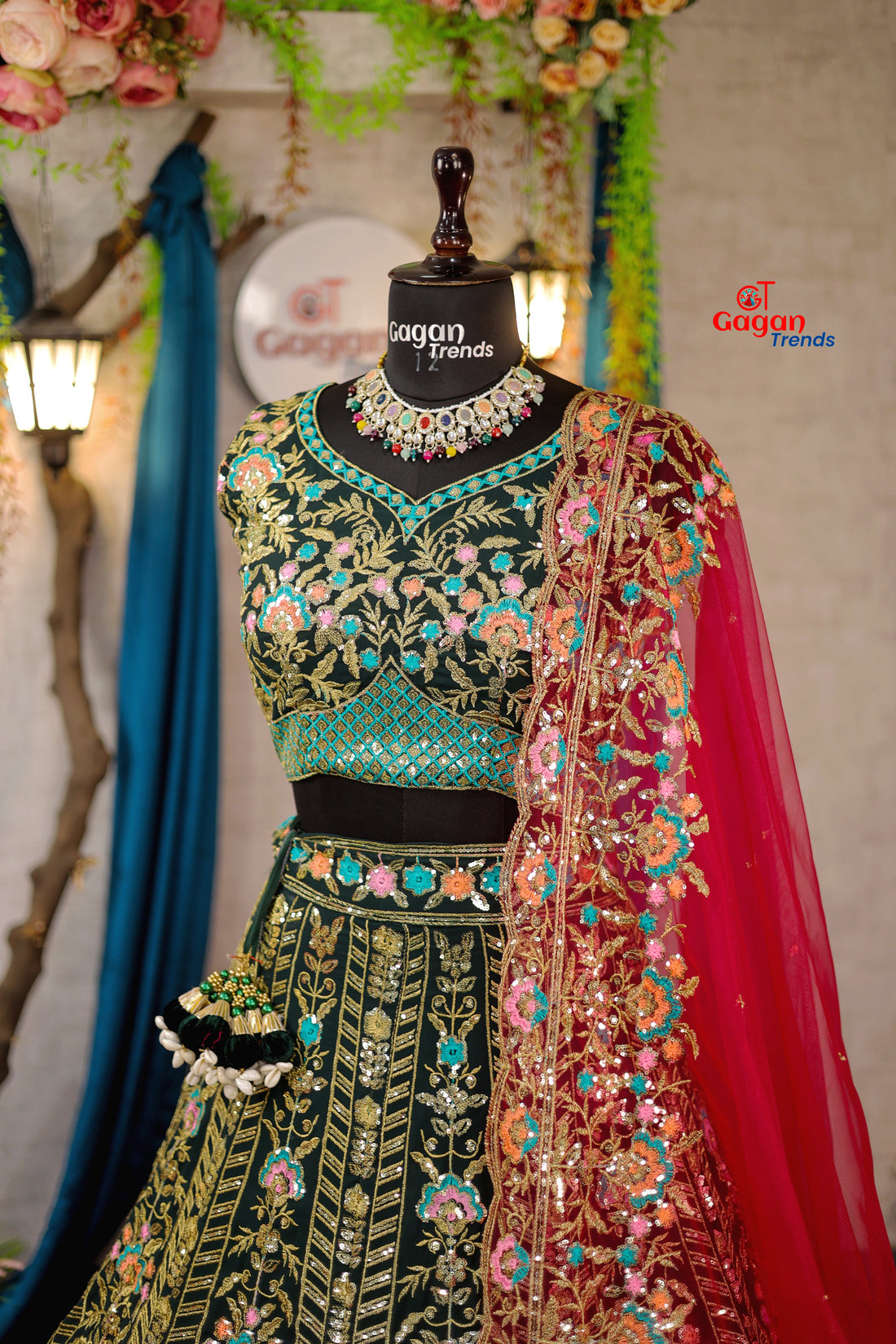 Elegant Faux Georgette Lehenga with Embroidery Sequins Work & Butterfly Net Dupatta
