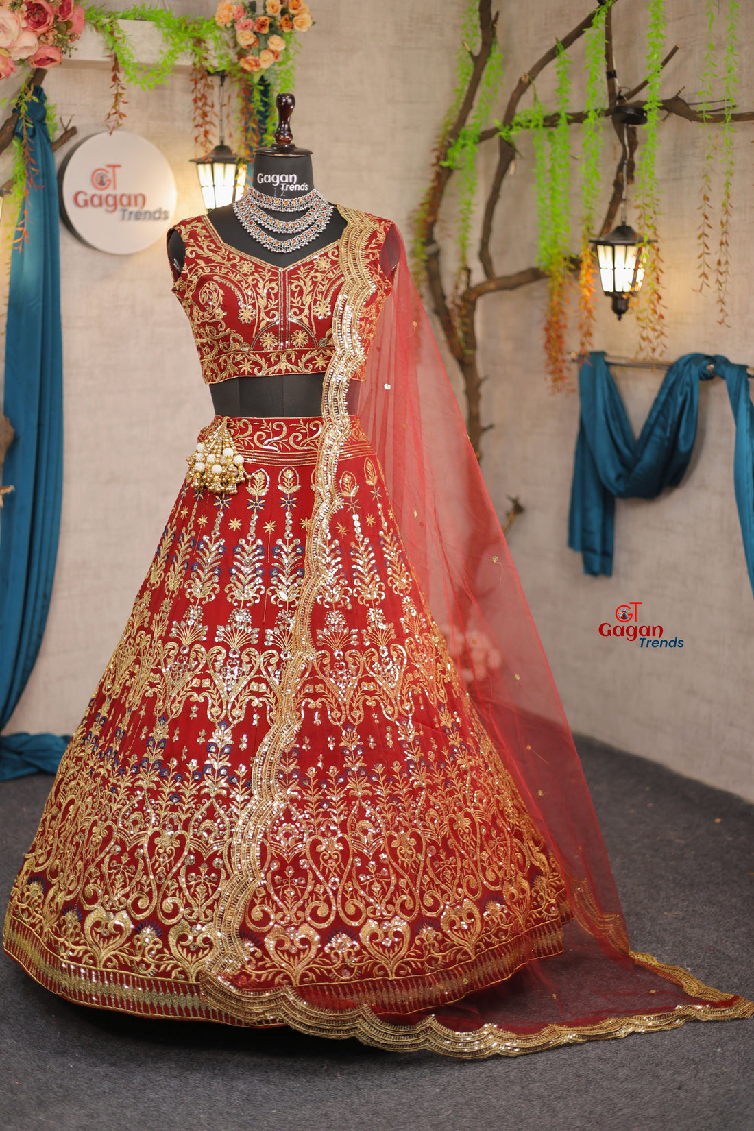 Radiant Fox Georgette Lehenga with Embroidery & Sequins Detailing