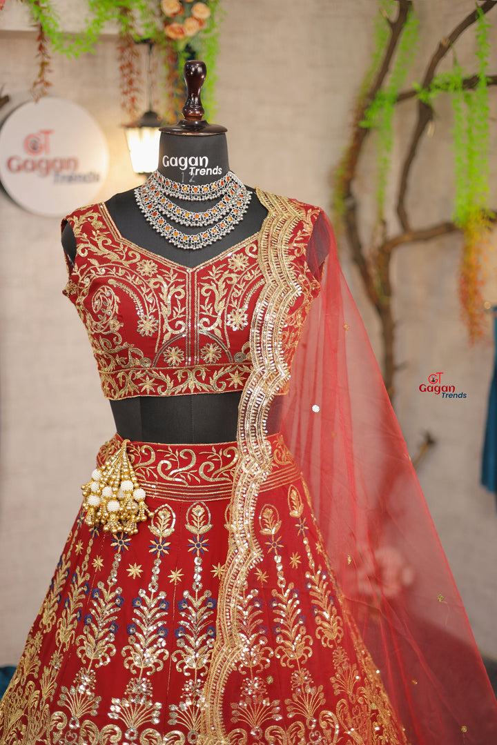 Radiant Fox Georgette Lehenga with Embroidery & Sequins Detailing