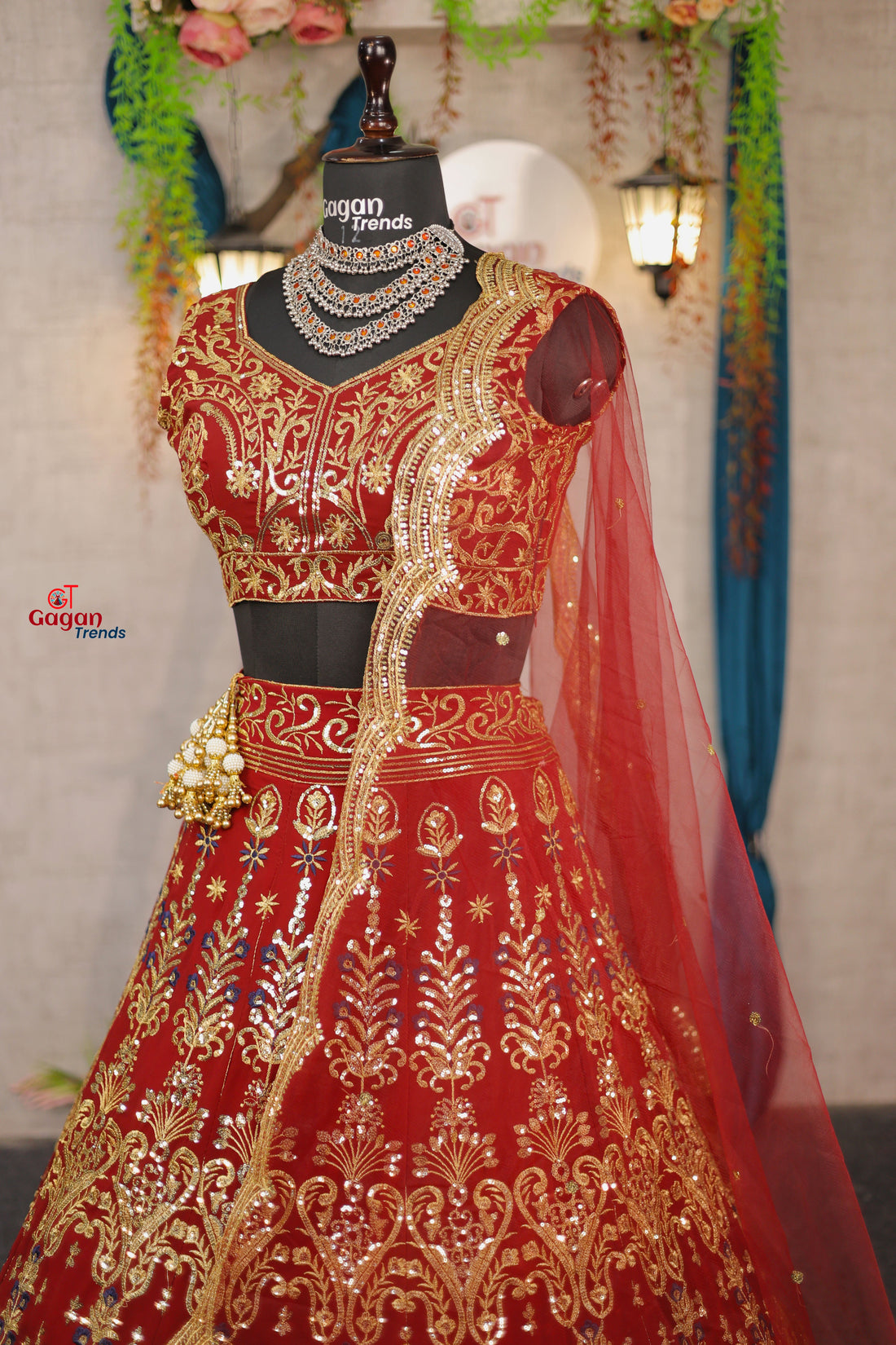 Radiant Fox Georgette Lehenga with Embroidery & Sequins Detailing