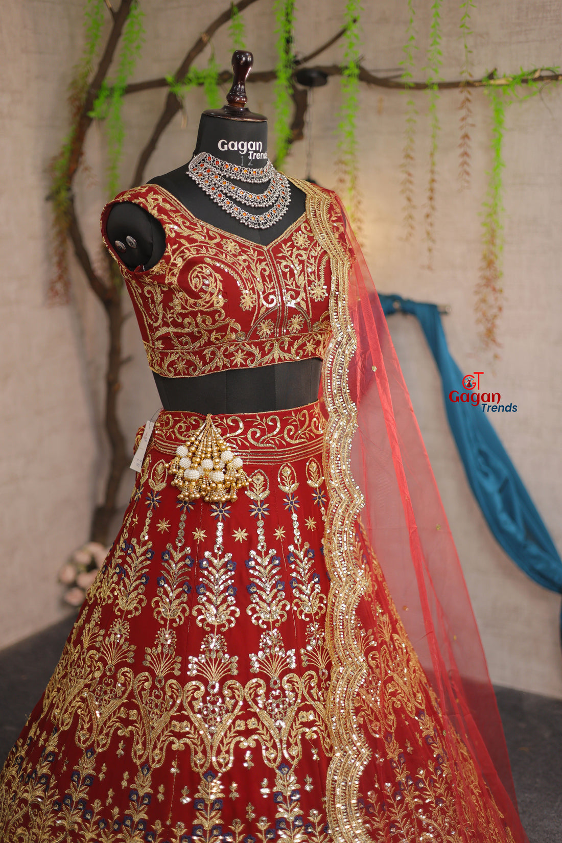 Radiant Fox Georgette Lehenga with Embroidery & Sequins Detailing