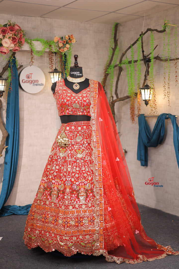 Stunning Fox Georgette Lehenga with Sequins &amp; Embroidery Work