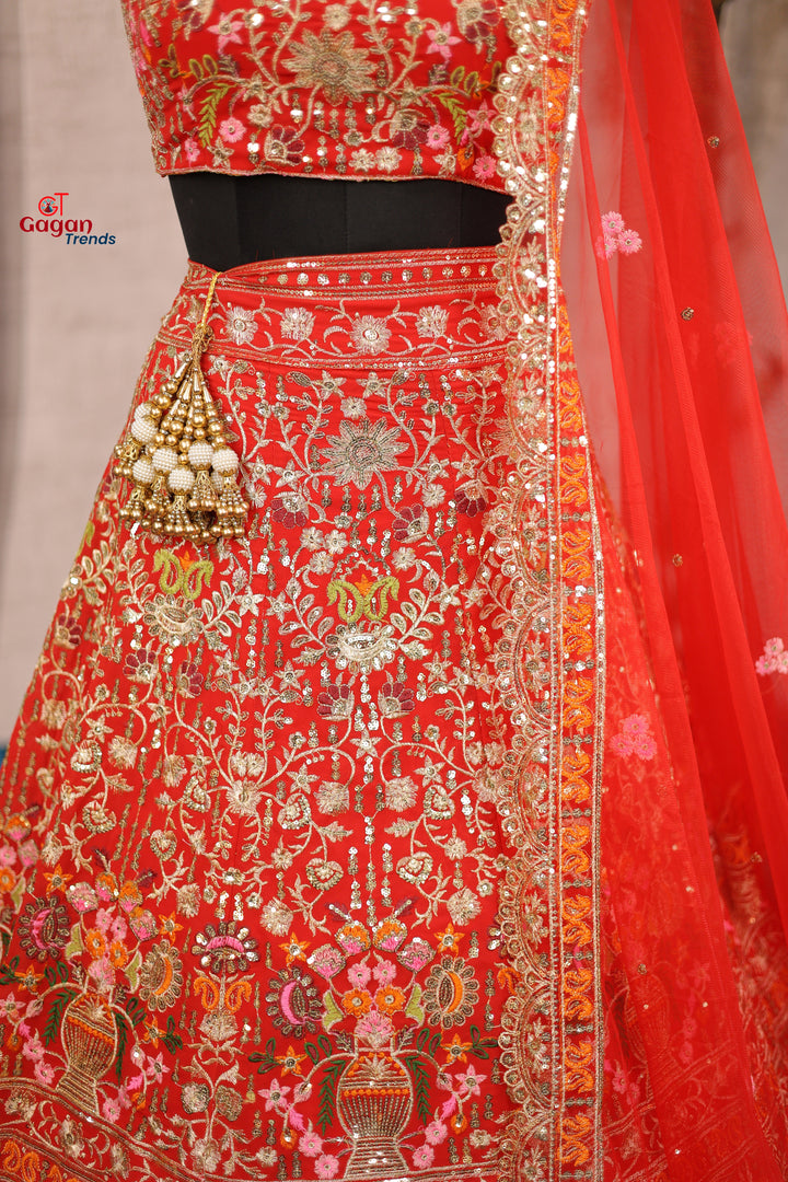 Stunning Fox Georgette Lehenga with Sequins &amp; Embroidery Work