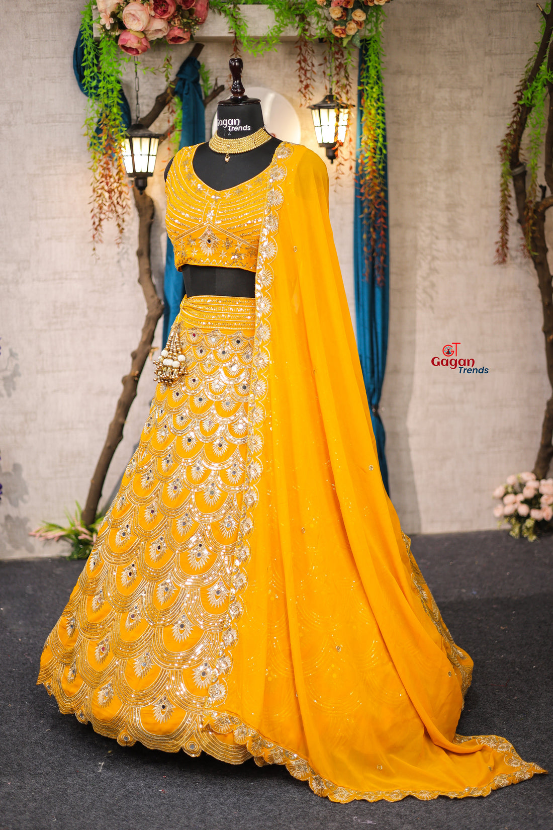 Musturd  Colour lehenga with Real Mirror and  Sequins Embroidery Work With Cancan and designer blouse perfect your wedding desire