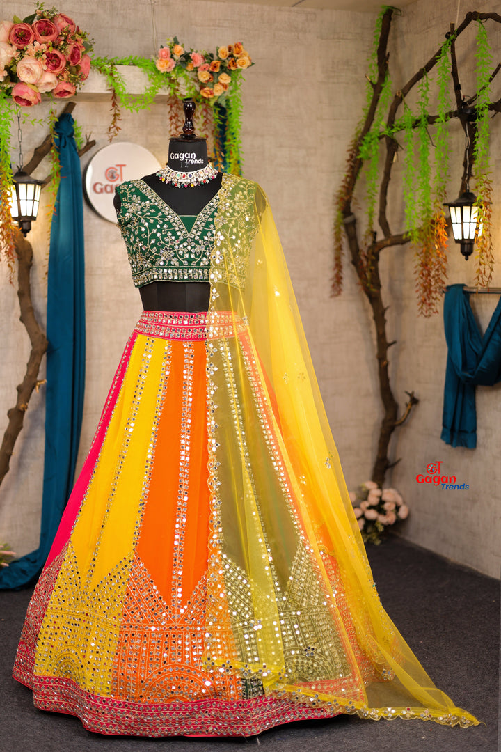 Multi color Sequence & Thread Embroidery work Designer Lehenga Choli for Any Function