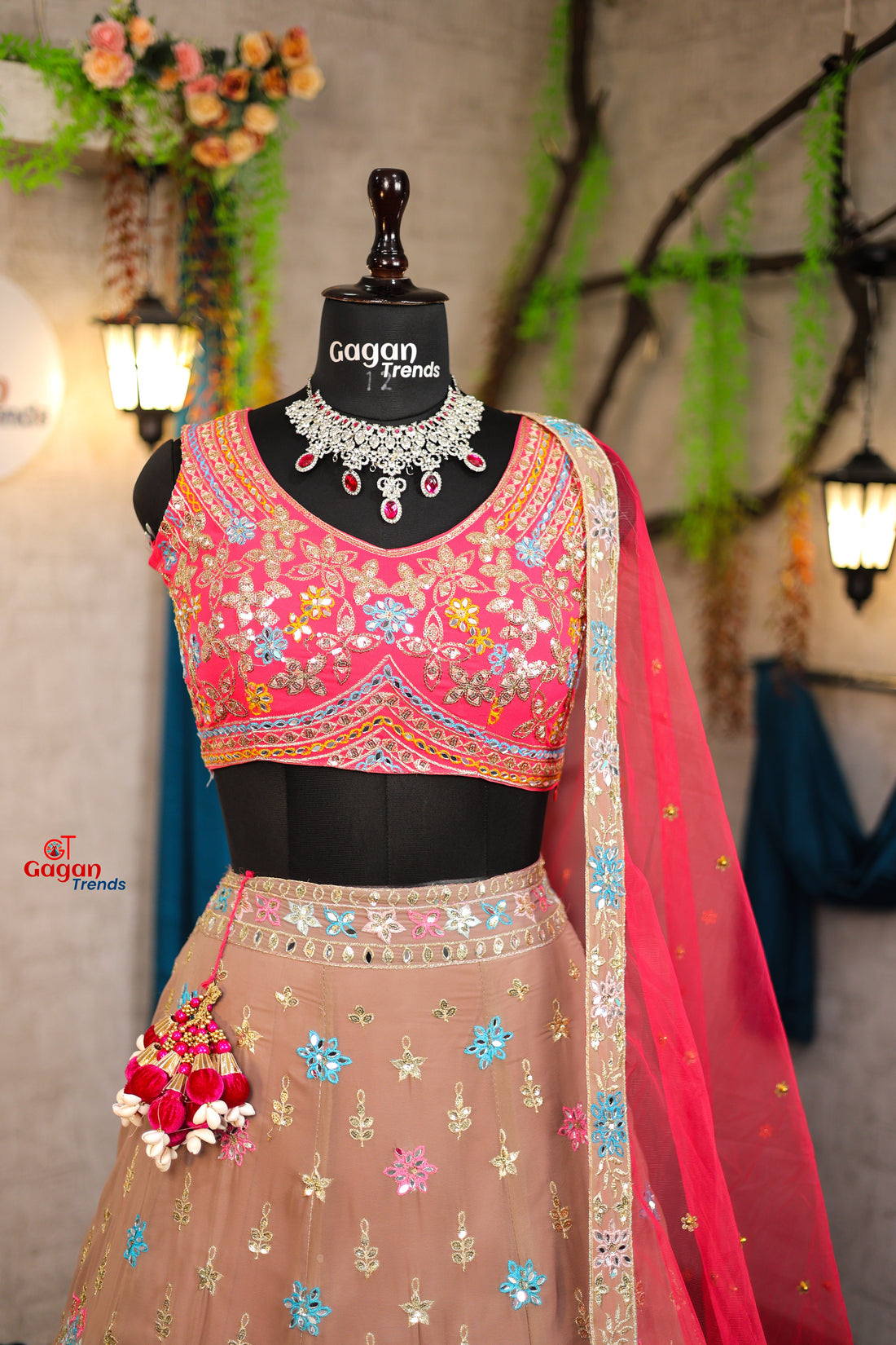 Multicolour Colour lehenga with Full Mirror Work and  designer blouse perfect match for you