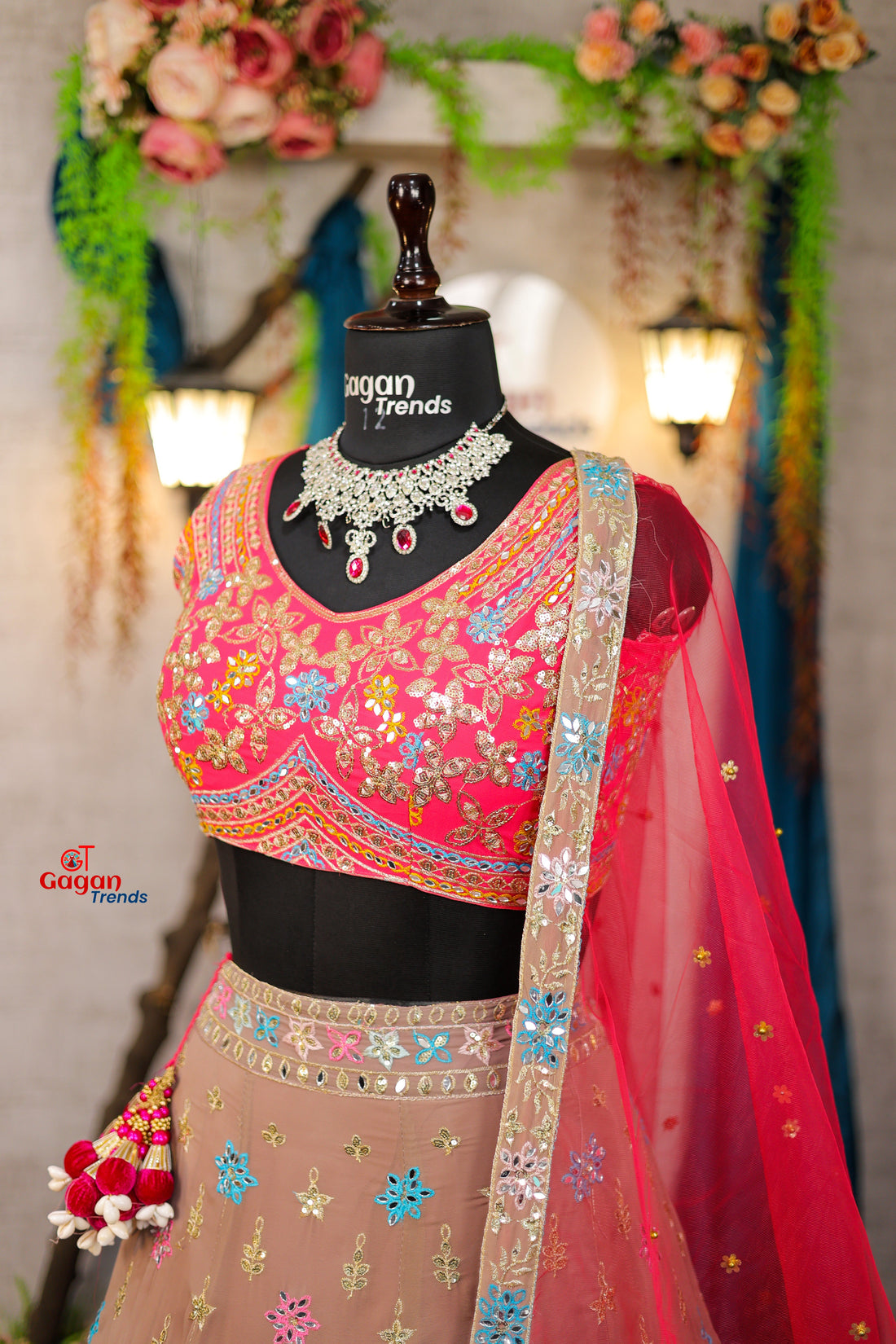 Multicolour Colour lehenga with Full Mirror Work and  designer blouse perfect match for you