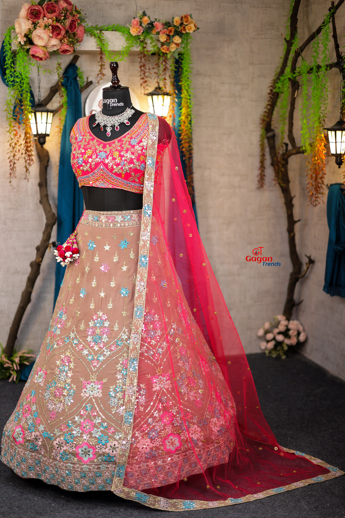 Multicolour Colour lehenga with Full Mirror Work and  designer blouse perfect match for you