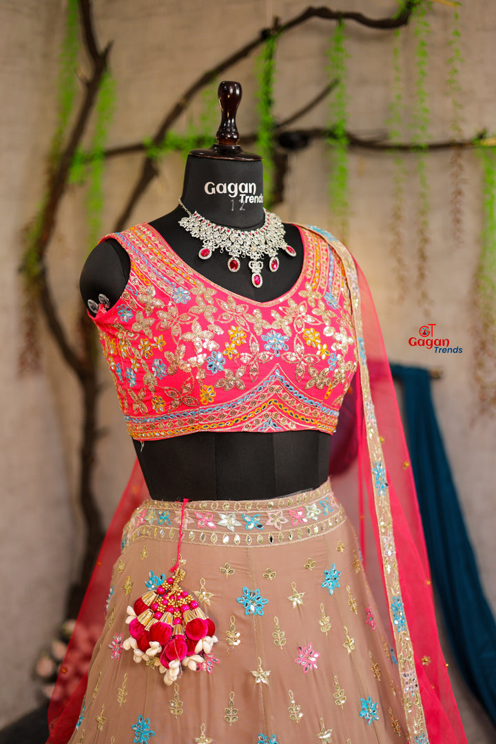 Multicolour Colour lehenga with Full Mirror Work and  designer blouse perfect match for you