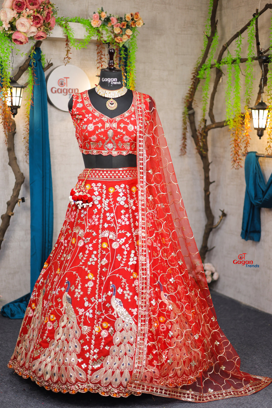 Red Premium Faux Georgette Lehenga with Sequins Embroidery Work  & Designer Blouse – Perfect for Weddings & Festive Glamour