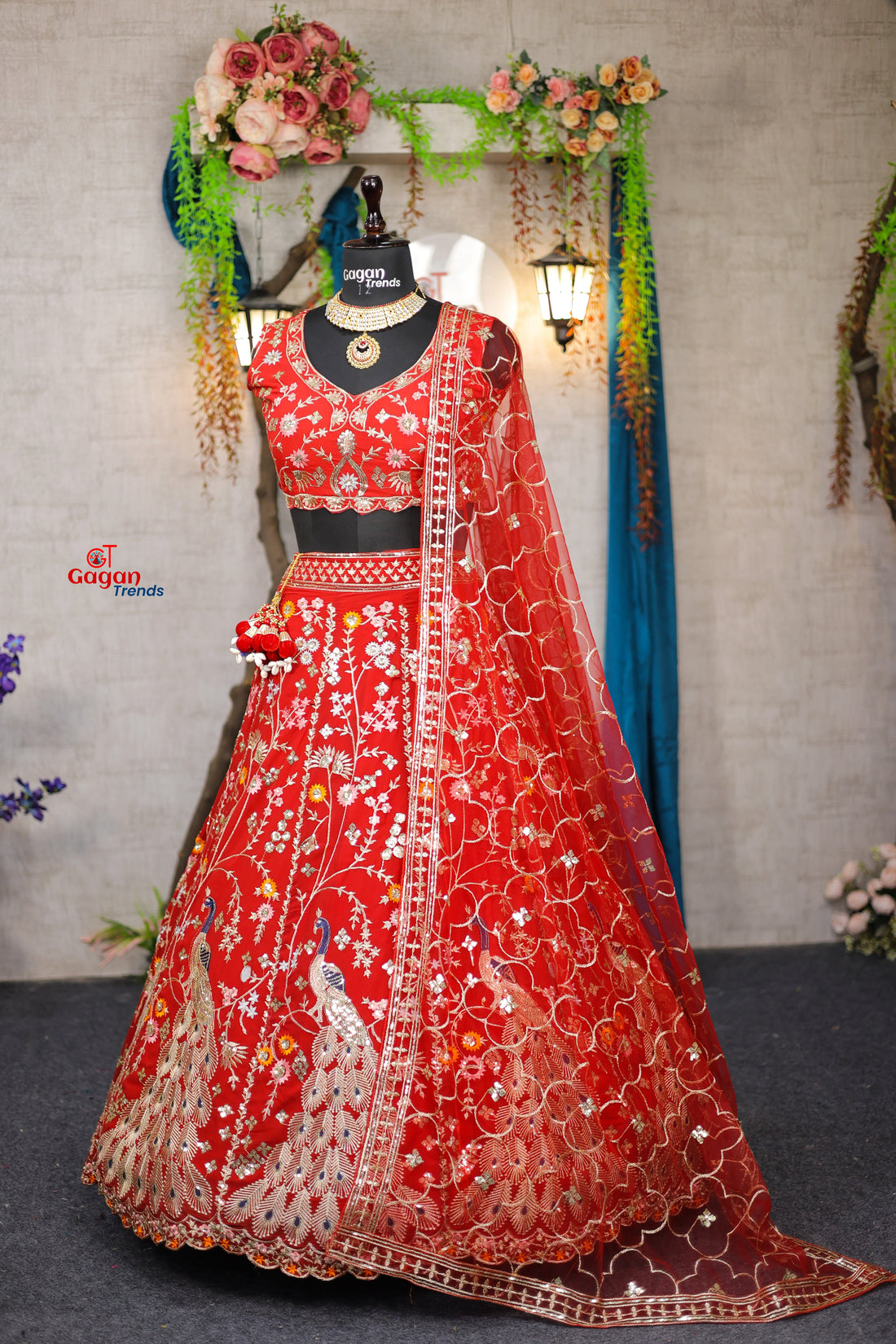Red Premium Faux Georgette Lehenga with Sequins Embroidery Work  & Designer Blouse – Perfect for Weddings & Festive Glamour