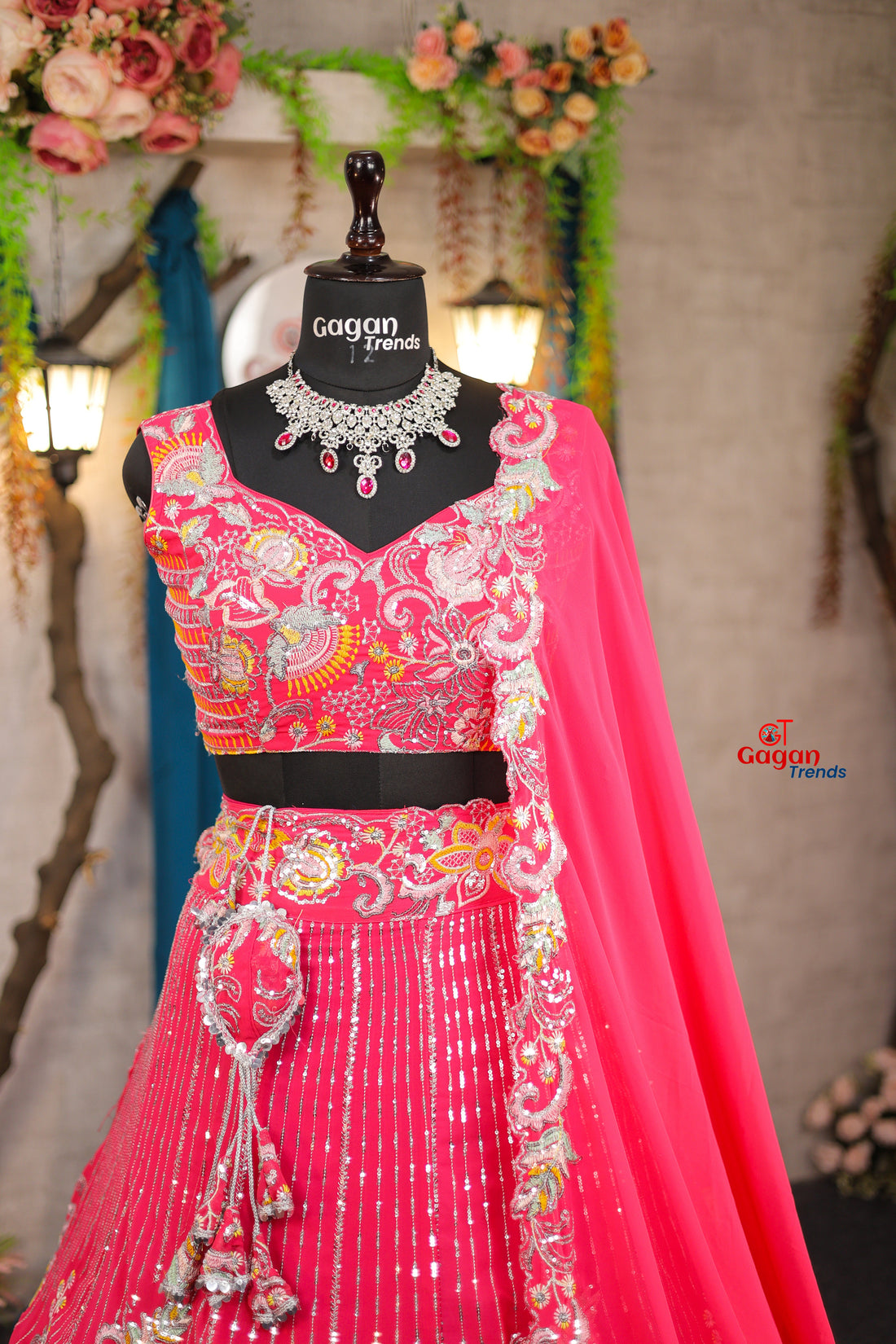 Buy Graceful Faux Georgette Lehenga with Embroidery & Sequins Work Online