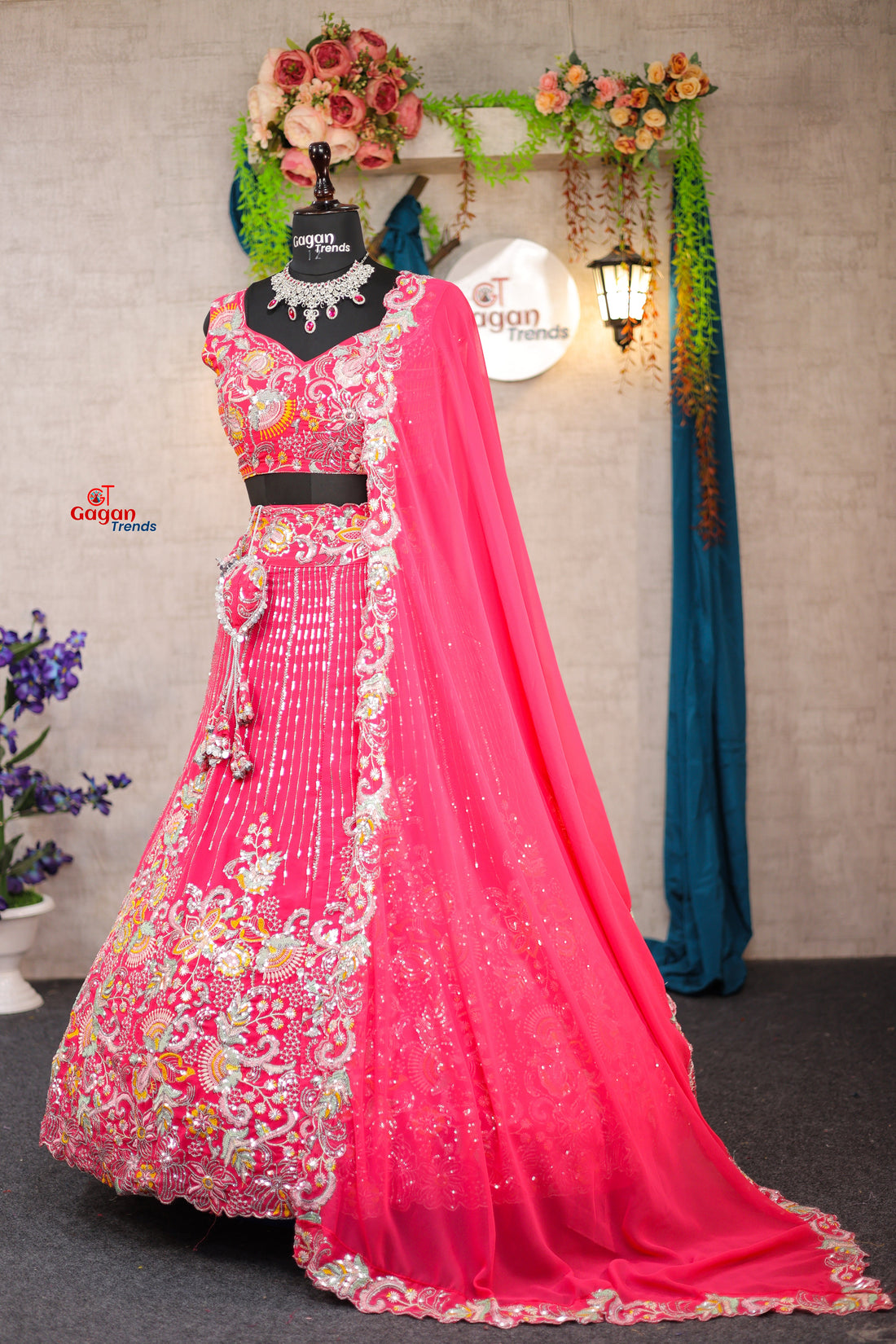 Buy Graceful Faux Georgette Lehenga with Embroidery & Sequins Work Online