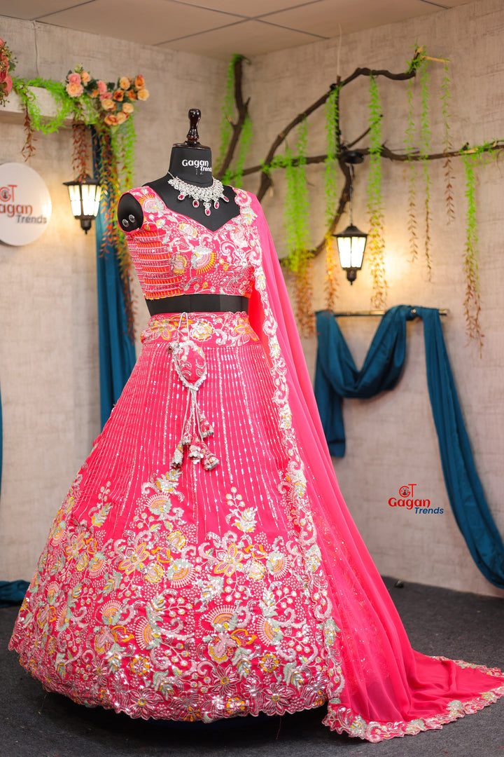 Buy Graceful Faux Georgette Lehenga with Embroidery & Sequins Work Online