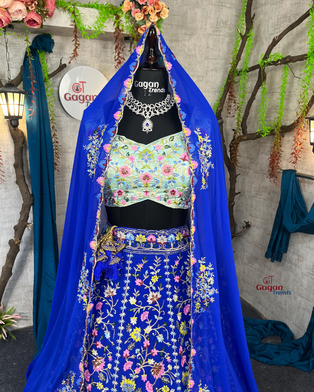 Royal Blue premium Malai Silk Lehenga and designer blouse perfect fit for festival And every Event