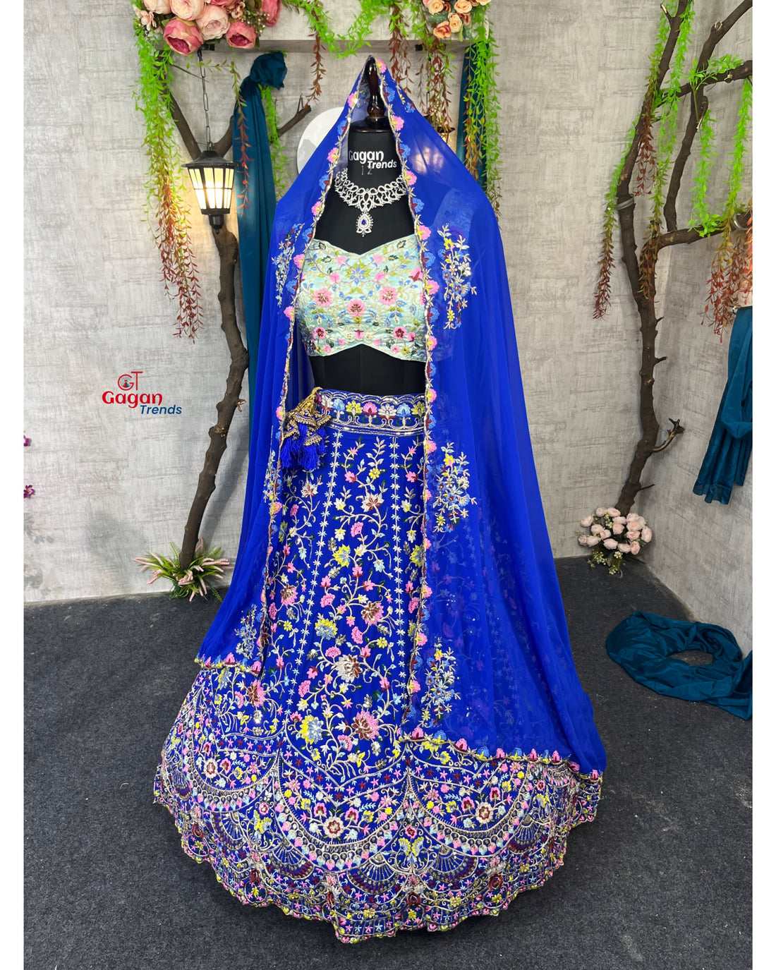 Royal Blue premium Malai Silk Lehenga and designer blouse perfect fit for festival And every Event