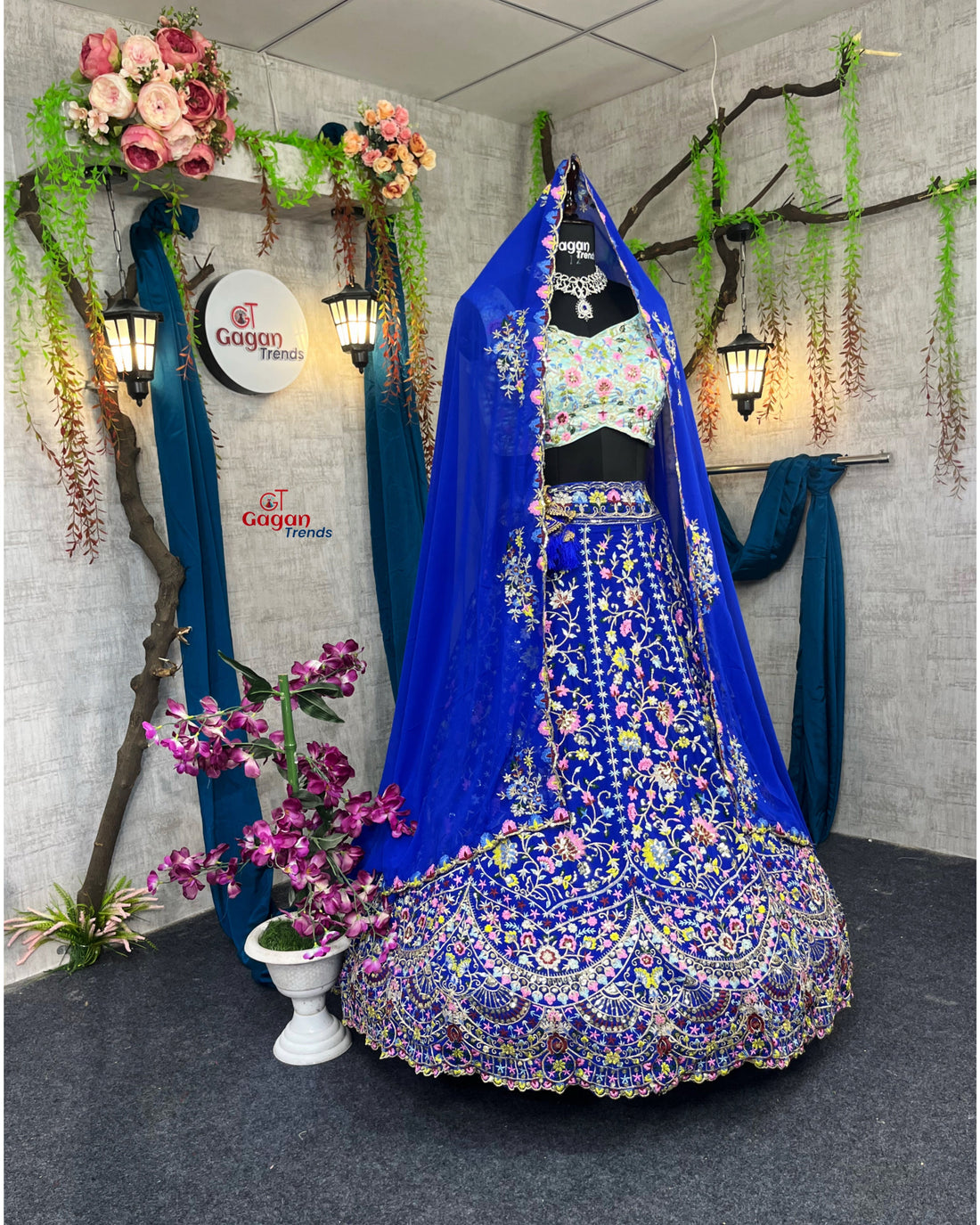 Royal Blue premium Malai Silk Lehenga and designer blouse perfect fit for festival And every Event