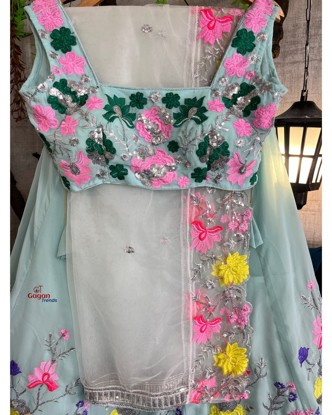 Elegant Faux Georgette Lehenga with Heavy Sequins Embroidery & Net Dupatta – Perfect for Weddings & Parties