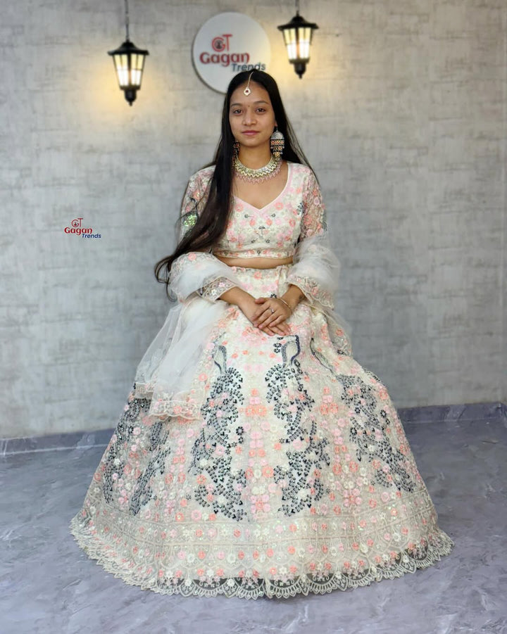 Soft Butterfly Net Lehenga with Coding Sequins Work – Wedding & Party Wear