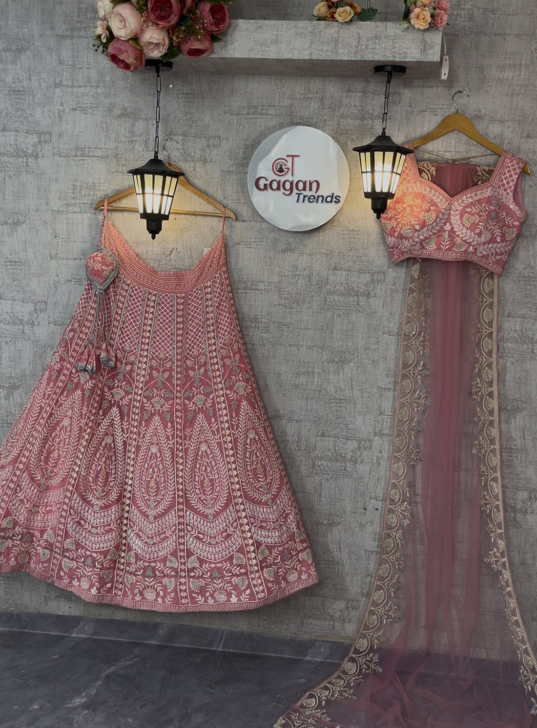 Faux Georgette Embroidered Lehenga Set with Dual Dupatta – Graceful Festive Wear