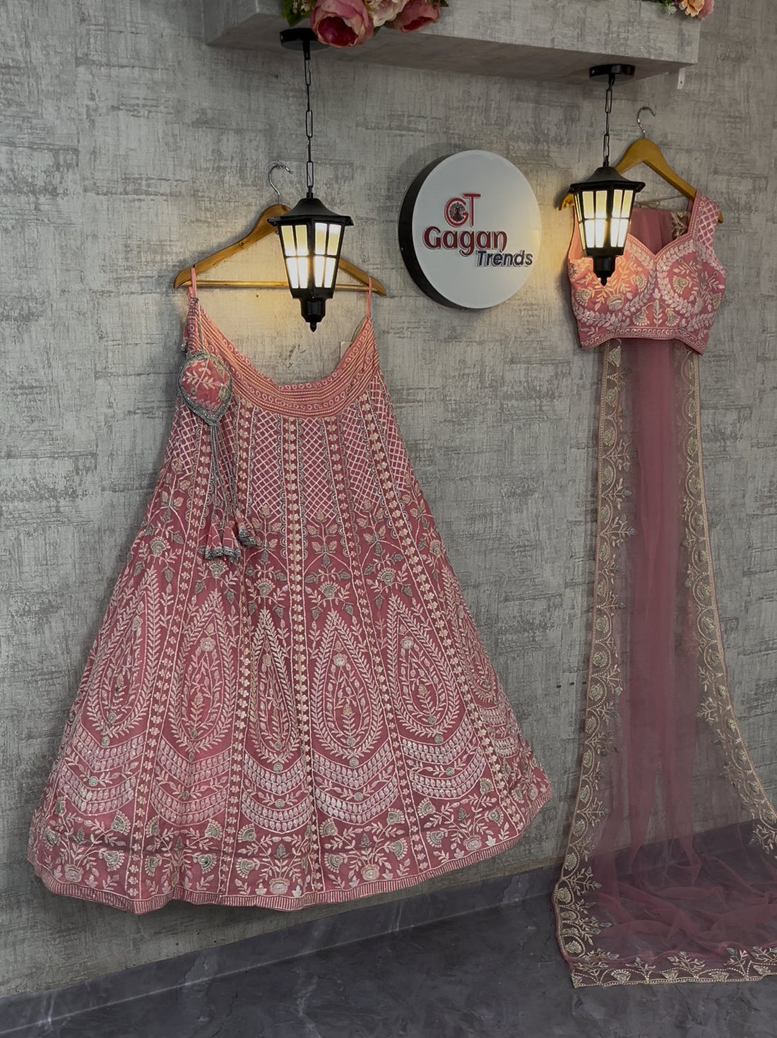 Faux Georgette Embroidered Lehenga Set with Dual Dupatta – Graceful Festive Wear