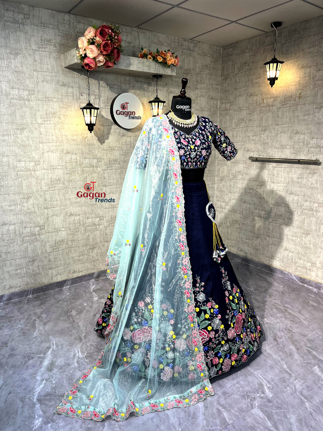 Satin Silk Lehenga with Embroidery Sequins Work – Semi-Stitched Set