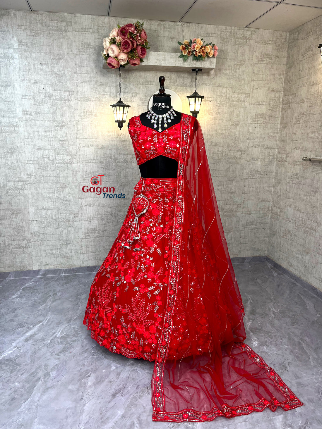 Soft Butterfly Net Lehenga with Embroidery Sequins Work – Semi-Stitched Set