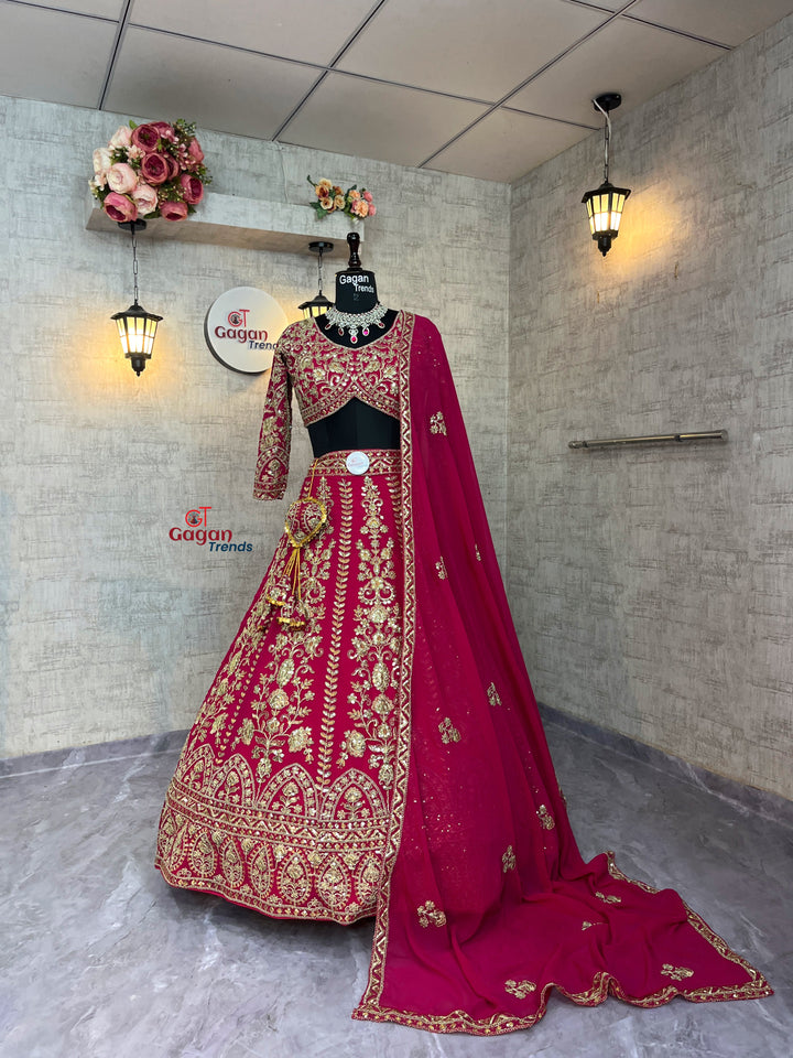 Premium Faux Georgette Lehenga with Coding Sequins Work – Semi-Stitched Set
