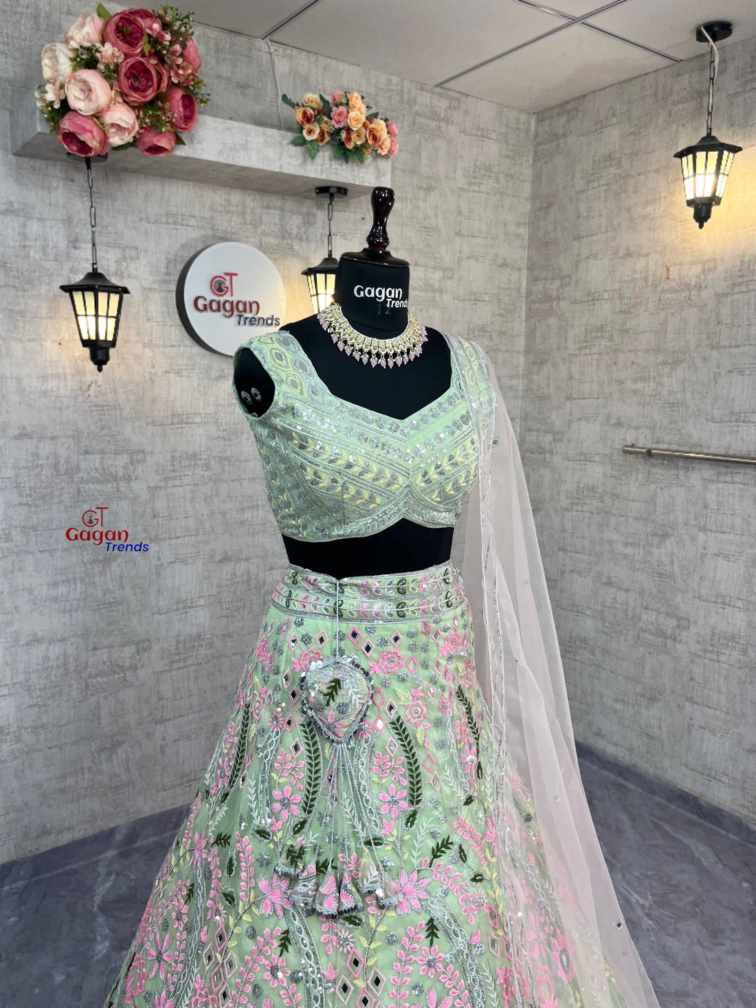 Faux Georgette Embroidered Sequin Lehenga with Dupatta – Semi-Stitched Partywear Set for Women