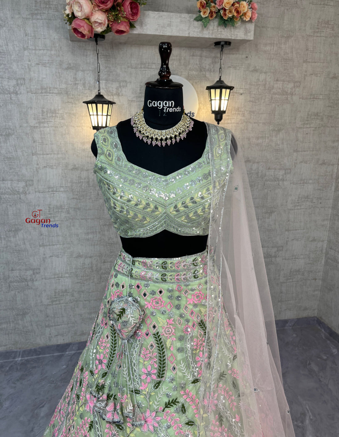 Faux Georgette Embroidered Sequin Lehenga with Dupatta – Semi-Stitched Partywear Set for Women
