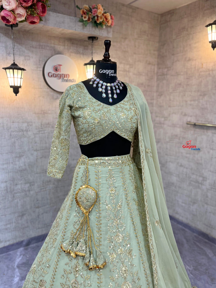 Premium Faux Georgette Lehenga with Coding Sequins Work – Semi-Stitched Set