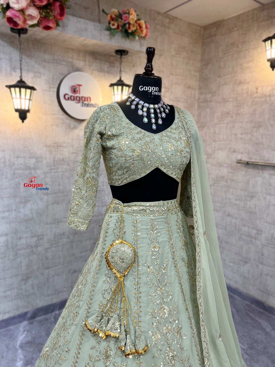 Premium Faux Georgette Lehenga with Coding Sequins Work – Semi-Stitched Set